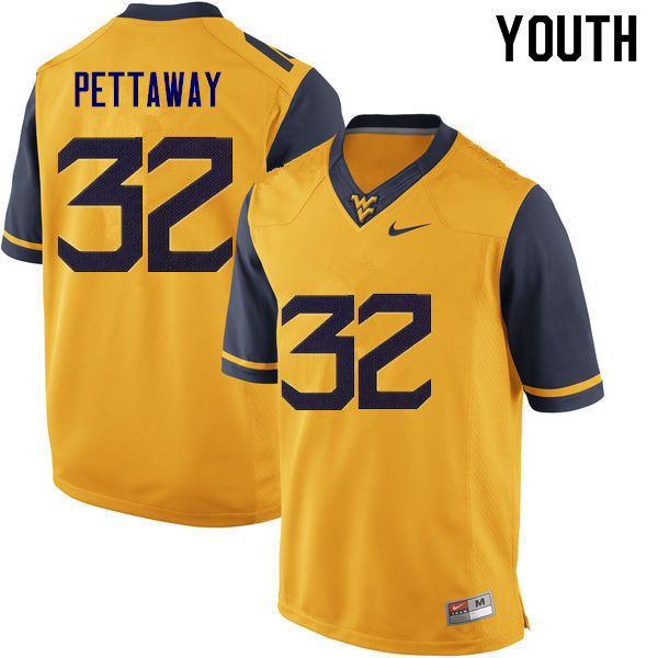 Youth #32 Martell Pettaway West Virginia Mountaineers College Football Jerseys Sale-Gold - Click Image to Close